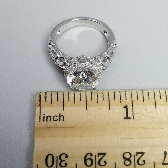 Vintage Sterling Silver Sparkling Round Rhinestone Ring, Size 5 Band, Estate - Picture 4 of 12